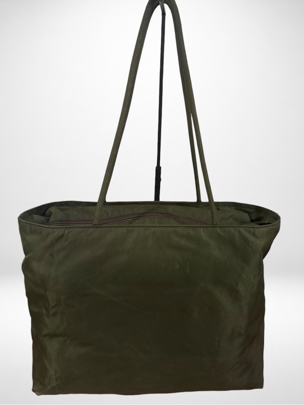 PRADA Authentic Vintage Tessuto Nylon Olive Green Large Tote Shoulder Bag Y2K - Picture 2 of 15